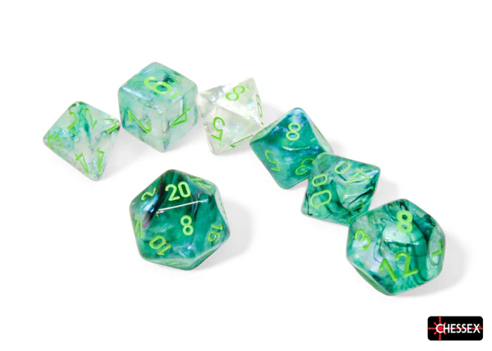 Chessex - 7-Dice Set - Borealis - Kelp/Light Green Luminary (Polyhedral) - Image 2