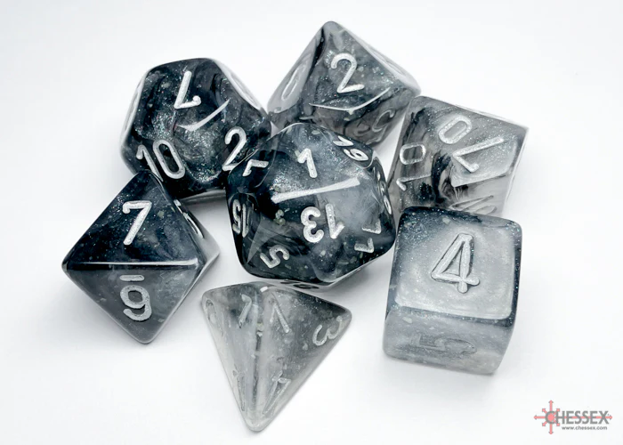 Chessex - 7-Dice Set - Borealis - Light Smoke/Silver Luminary (Polyhedral) - Image 2