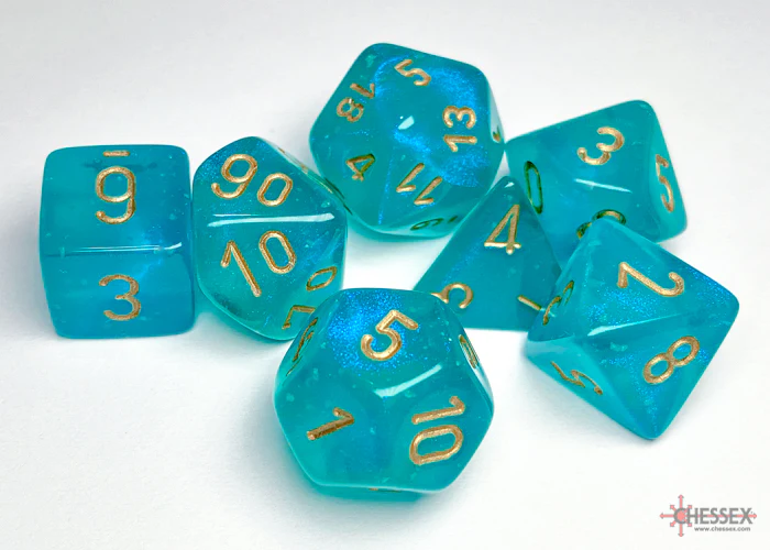 Chessex - 7-Dice Set - Borealis - Teal/Gold Luminary (Polyhedral) - Image 2