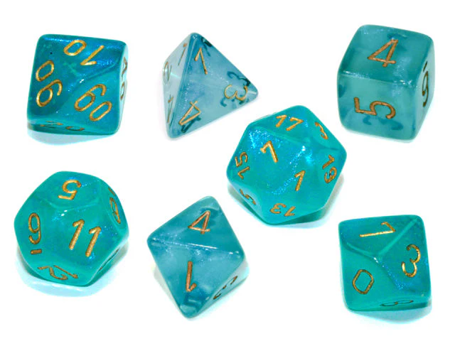Chessex - 7-Dice Set - Borealis - Teal/Gold Luminary (Polyhedral) - Image 3