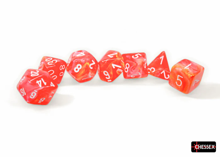 Chessex - 7-Dice Set - Festive - Dahlia/White (Polyhedral) - Image 2