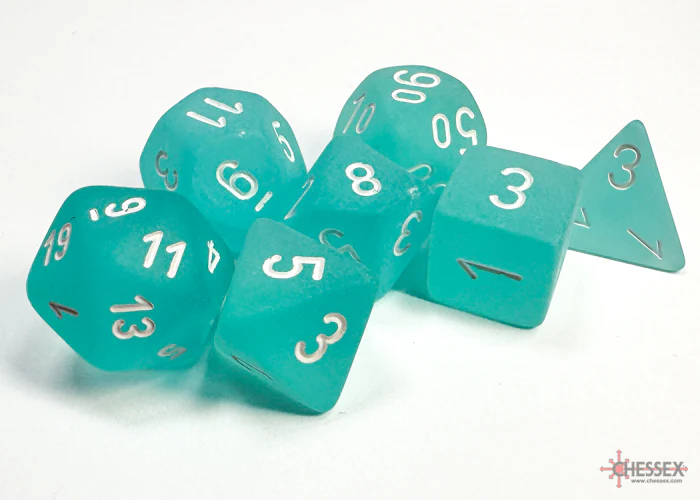 Chessex - 7-Dice Set - Frosted - Teal/White (Polyhedral) - Image 2