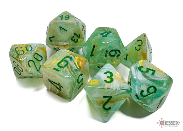 Chessex - 7-Dice Set - Marble - Green/Dark Green (Polyhedral) - Image 2