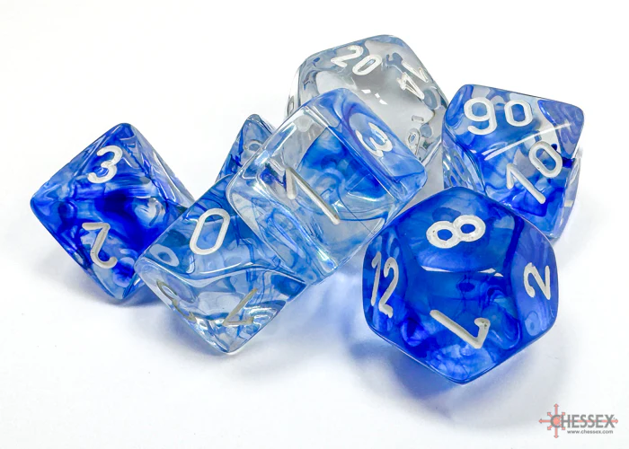 Chessex - 7-Dice Set - Nebula - Dark Blue/White (Polyhedral) - Image 2