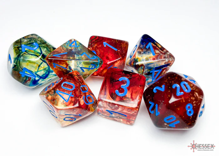 Chessex - 7-Dice Set - Nebula - Primary/Blue Luminary (Polyhedral) - Image 2