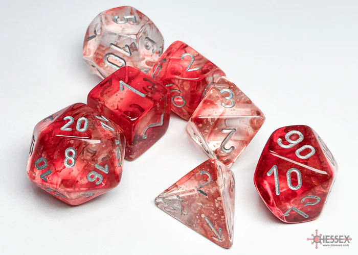 Chessex - 7-Dice Set - Nebula - Red/Silver Luminary (Polyhedral) - Image 2