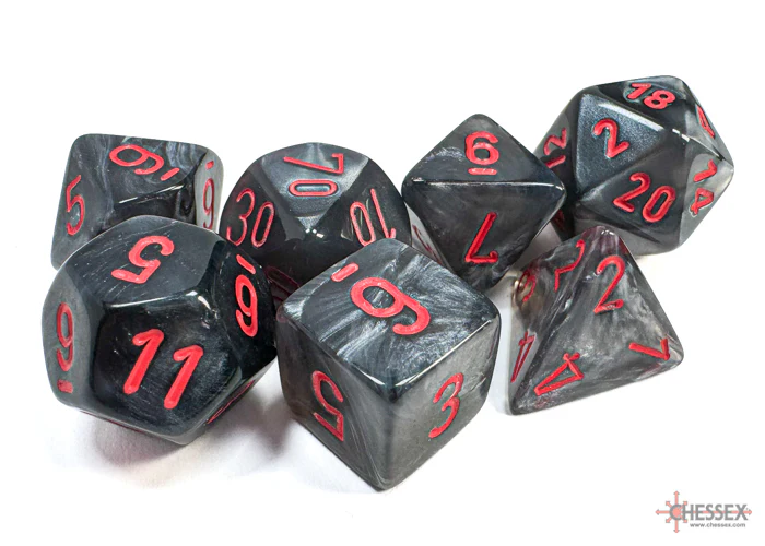 Chessex - 7-Dice Set - Velvet - Black /Red (Polyhedral) - Image 2