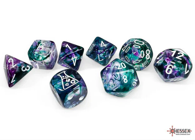 Chessex - Lab Dice 7 Piece - Flourite/White (With Bonus Die) - Image 2