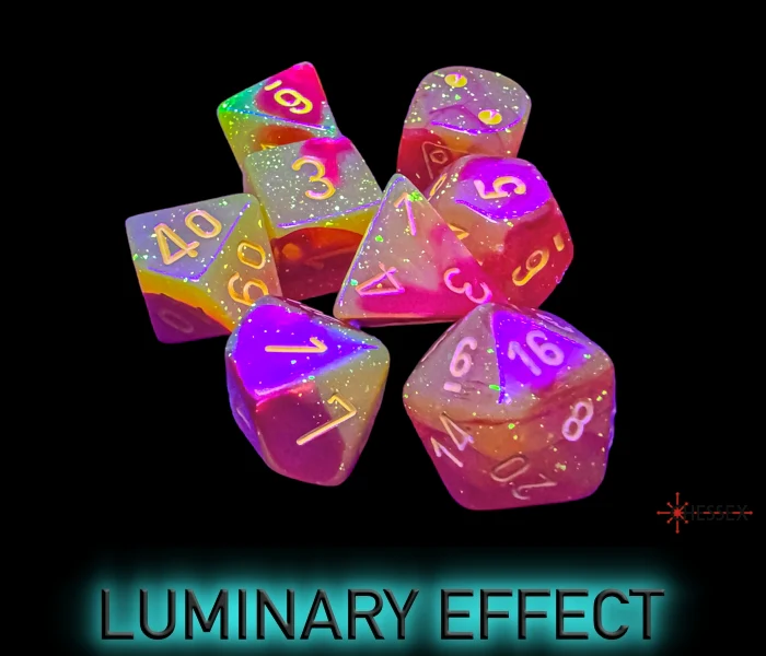 Chessex -  Lab Dice 7 Piece - Gemini Gellow-Red/yellow Polyhedral Luminary (With Bonus Die) - Image 3