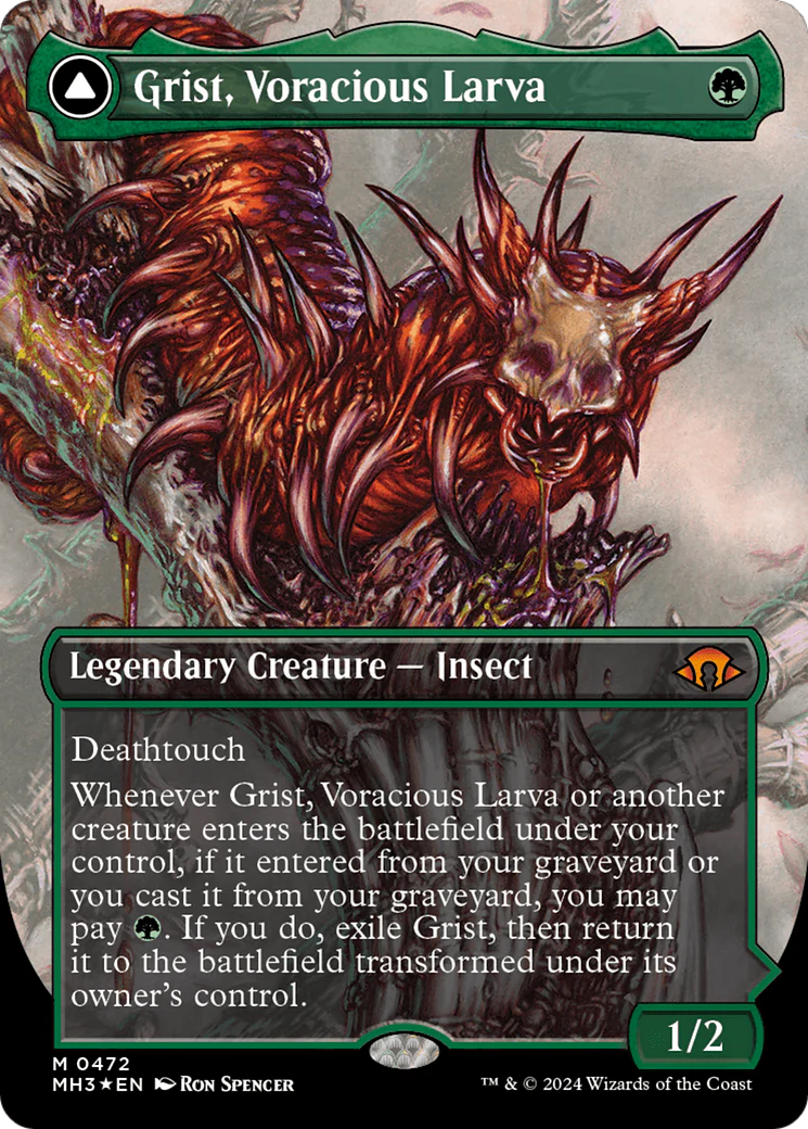 Grist, Voracious Larva // Grist, the Plague Swarm (MH3-472) - Modern Horizons 3 (Borderless) Textured Foil [Mythic] - Image 3