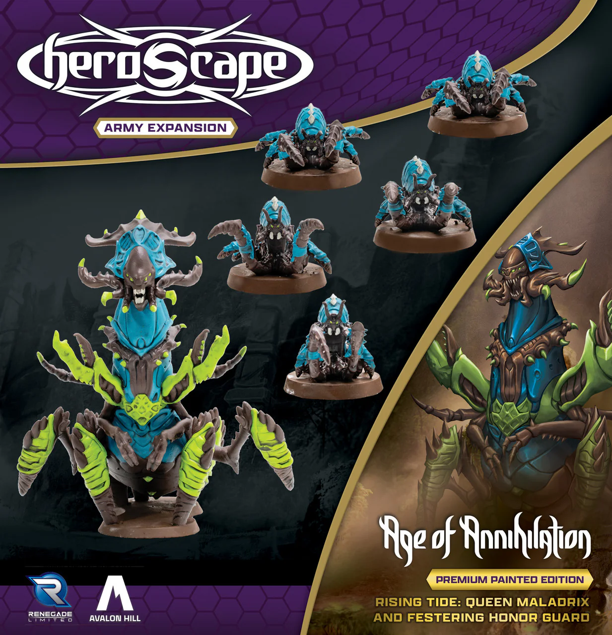 Heroscape: Rising Tide – Queen Maladrix and Festering Honor Guard Army Expansion (Premium Painted Edition) - Image 2