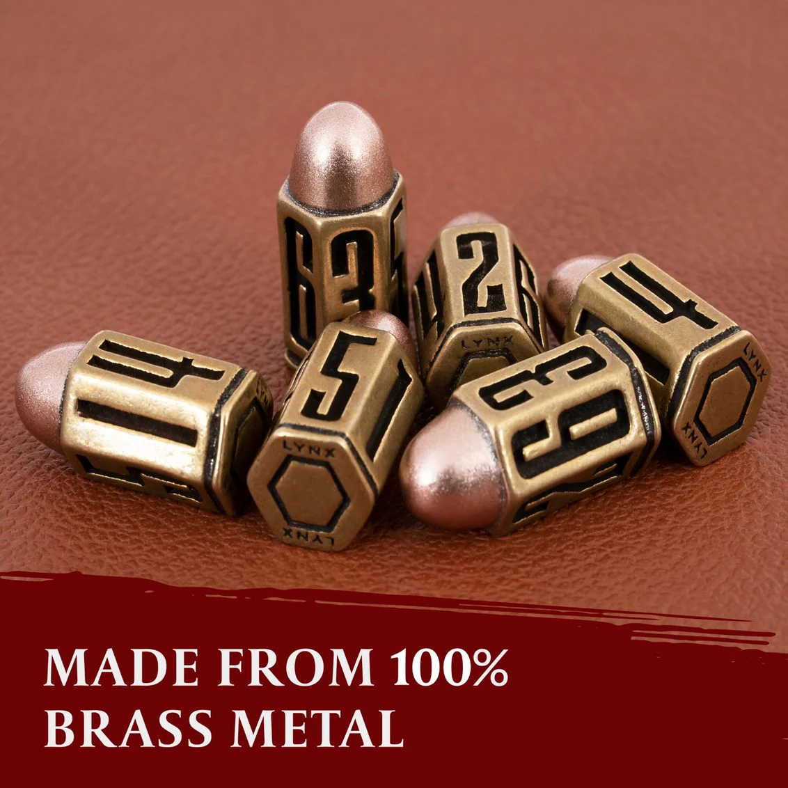 Lynx - Brass D6 Bullet Dice Set - Image 2
