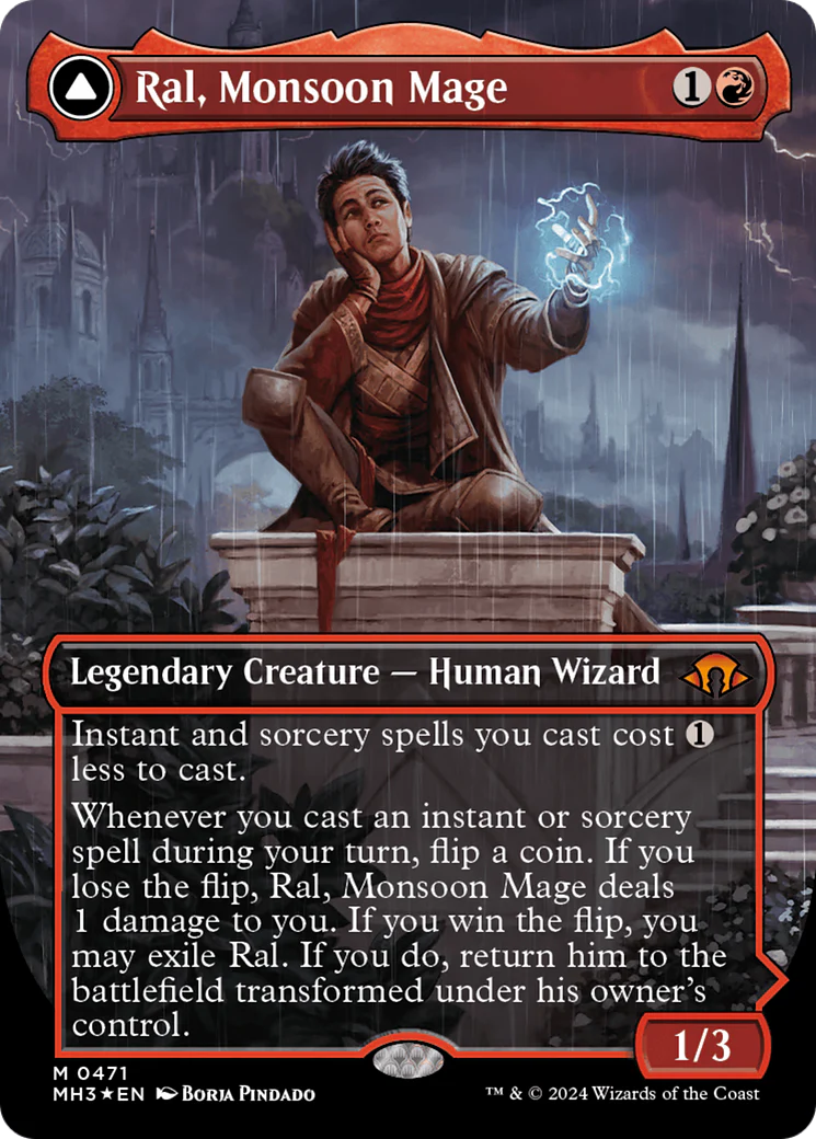 Ral, Monsoon Mage // Ral, Leyline Prodigy (MH3-471) - Modern Horizons 3 (Borderless) Textured Foil [Mythic] - Image 3