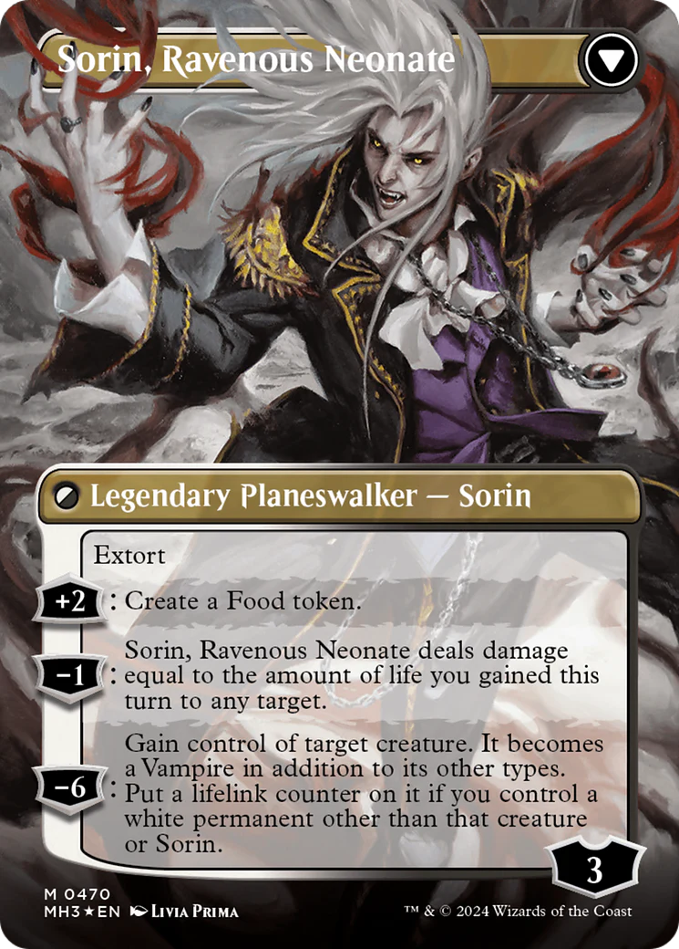 Sorin of House Markov // Sorin, Ravenous Neonate (MH3-470) - Modern Horizons 3 (Borderless) Textured Foil [Mythic] - Image 2