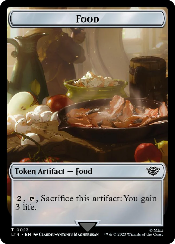 Treasure // Food (0023) Double-Sided Token (Surge Foil) [The Lord of the Rings: Tales of Middle-Earth Tokens] - Image 2