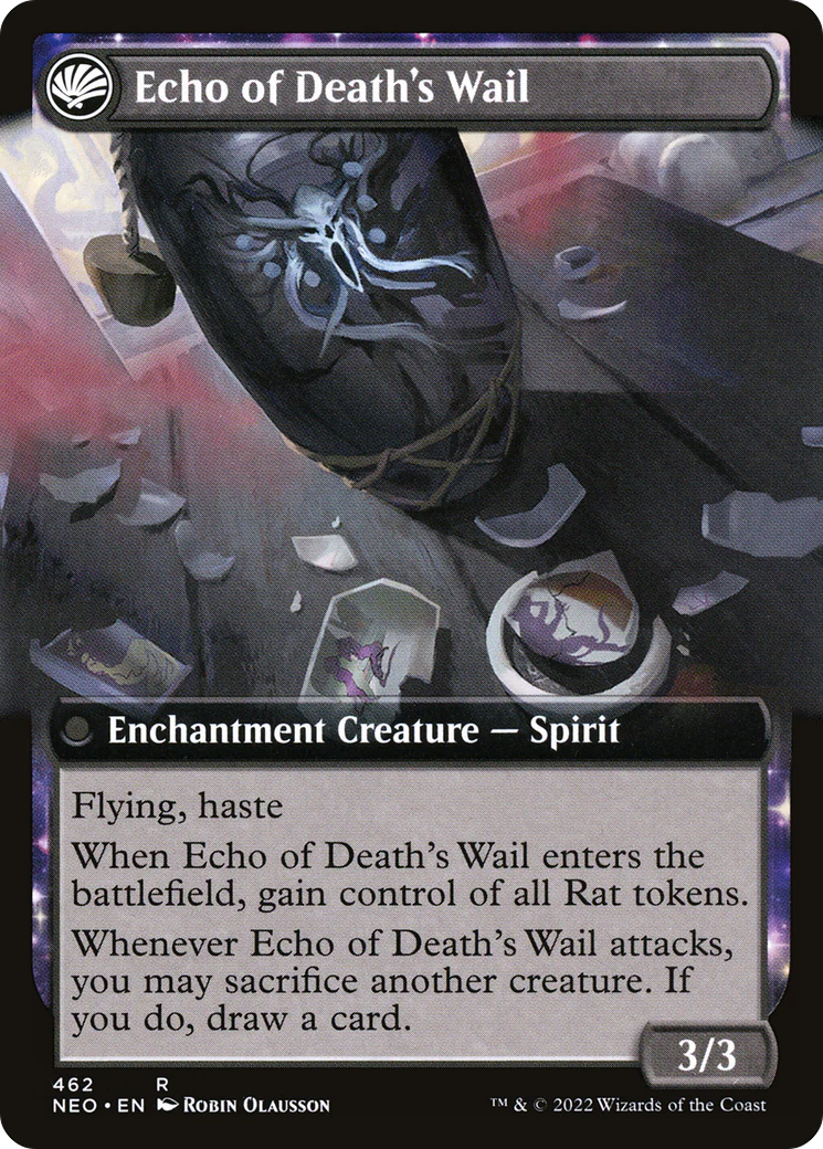Tribute to Horobi // Echo of Death's Wail (NEO-462) - Kamigawa: Neon Dynasty: (Extended Art, fandfc, enchantment) [Rare] - Image 2